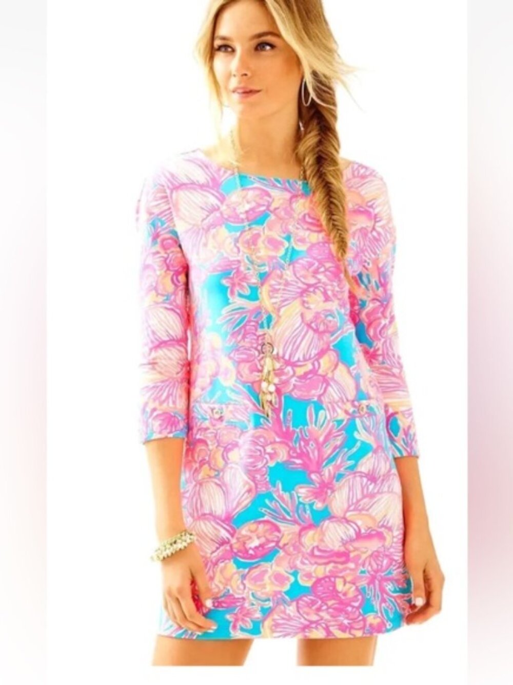 Lilly Pulutzer Lena Dress XS "Sprakling Blue Fanstastic" Coastal Old Money